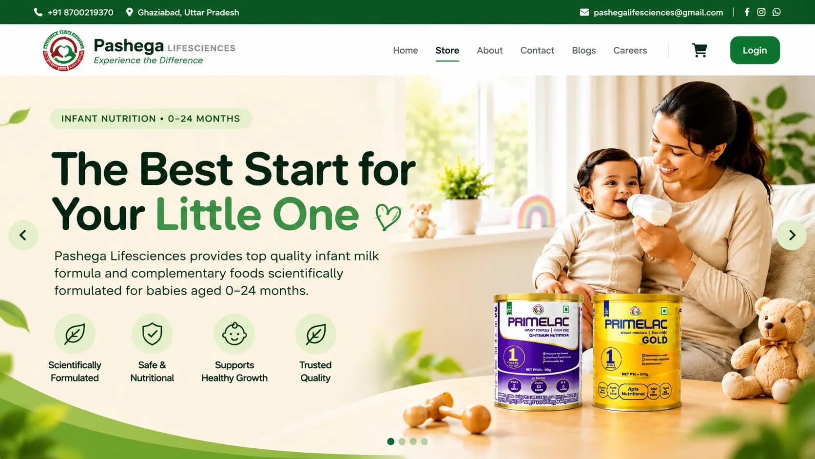 Pashega Lifesciences Ecommerce Website project preview